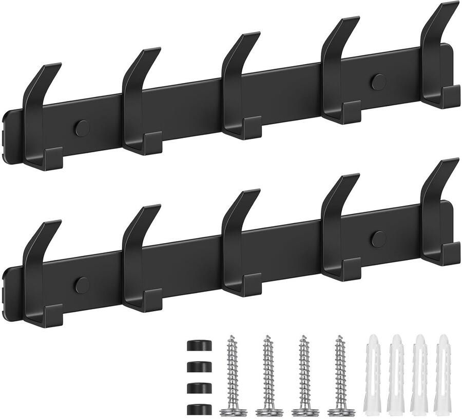 Kledinghaken wandkapstok 2 stuks zwart