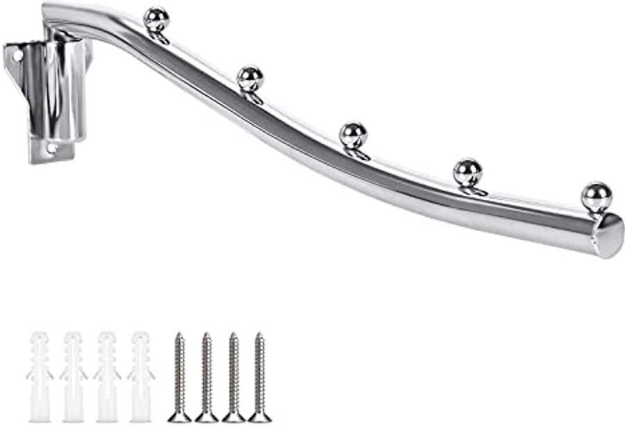 Kledinghanger opklapbare muur met schommelhouder kledinghaak muur opklapbaar kledingventilator opvouwbaar RVS met 5 haken wandmontage kapstokhaak voor badkamer balkon kledingkast keuken