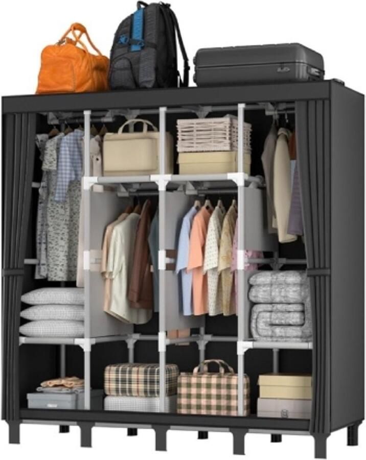 Retadou Kledingkast 170 x 175 x 45 cm stoffen kast voor slaapkamer kledingkast stoffen kledingkast met 2 hangende rails