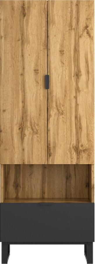 Zonder merk Gotagee Kledingkast-1st 1 lade met verstelbare planken Kledingkast Slaapkamerkast met kledingroede Natuurlijke kleuren