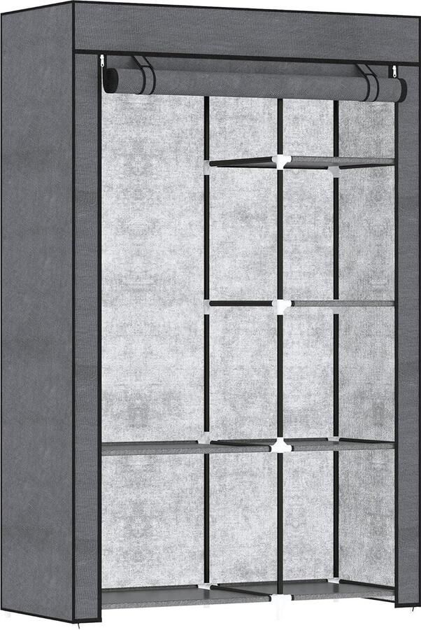 Kledingkast 6 niveaus vliesstof stalen frame 1 driehoek 103 x 43 x 162 5 cm voor slaapkamer hal kleedkamer zwart