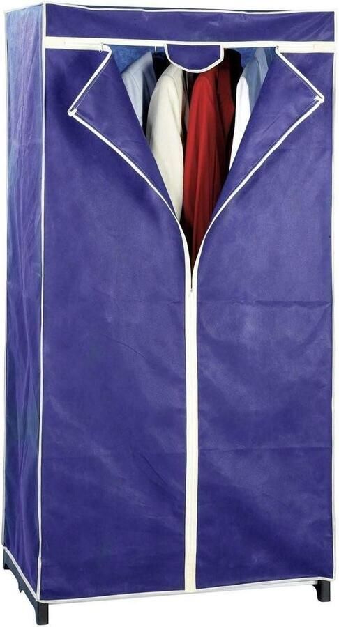 Kledingkast Air praktische stoffen kast voor stofvrij opbergen van textiel stabiel metalen frame eenvoudige montage ademend vliesmateriaal 75 x 150 x 50 cm marineblauw Kledingkast - Foto 2