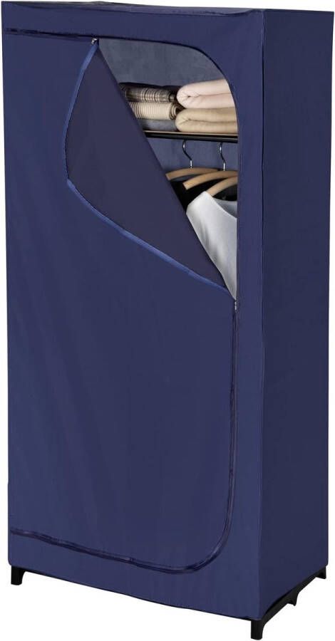 Kledingkast Business met plank mobiele garderobe vouwkast polyester 75 x 160 x 50 cm donkerblauw