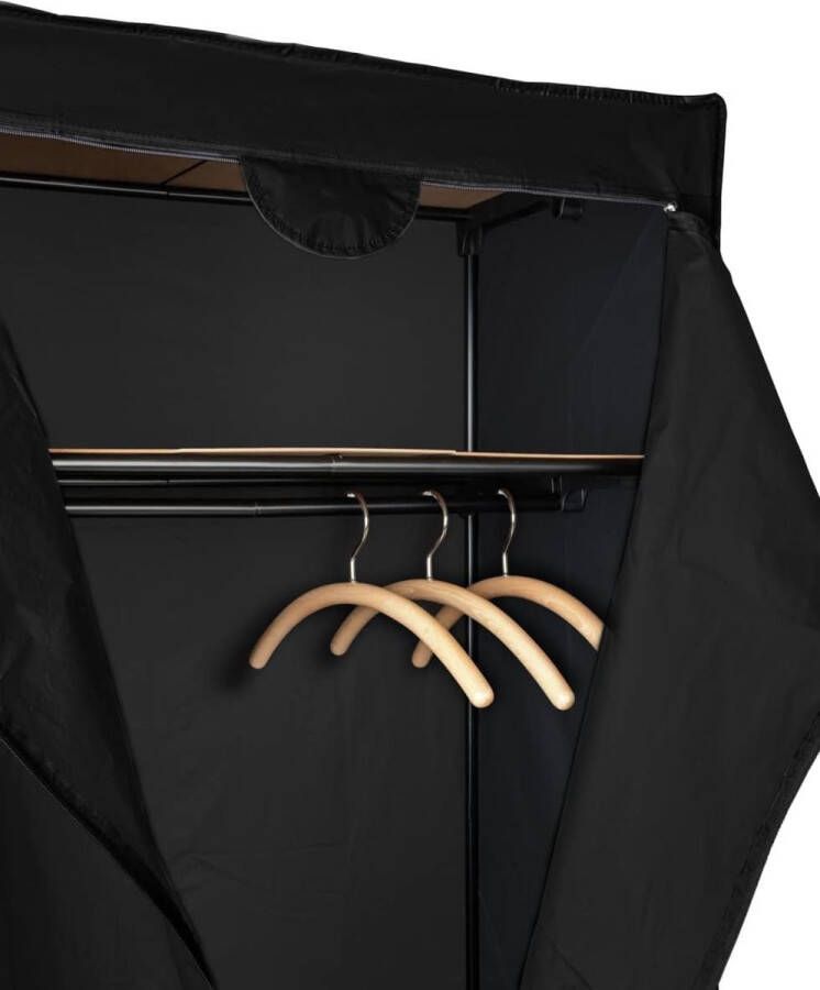 Kledingkast Deep Black met plank polyethyleen-vinylacetaat 75 x 160 x 50 cm zwart