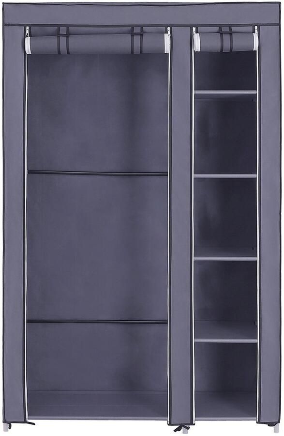 Kledingkast draagbare en opvouwbare kast kledingopbergorganizer met kledingstang plank en stoffen hoes. Geschikt voor slaapkamer of inloopkast 110 x 45 x 175 cm grijs
