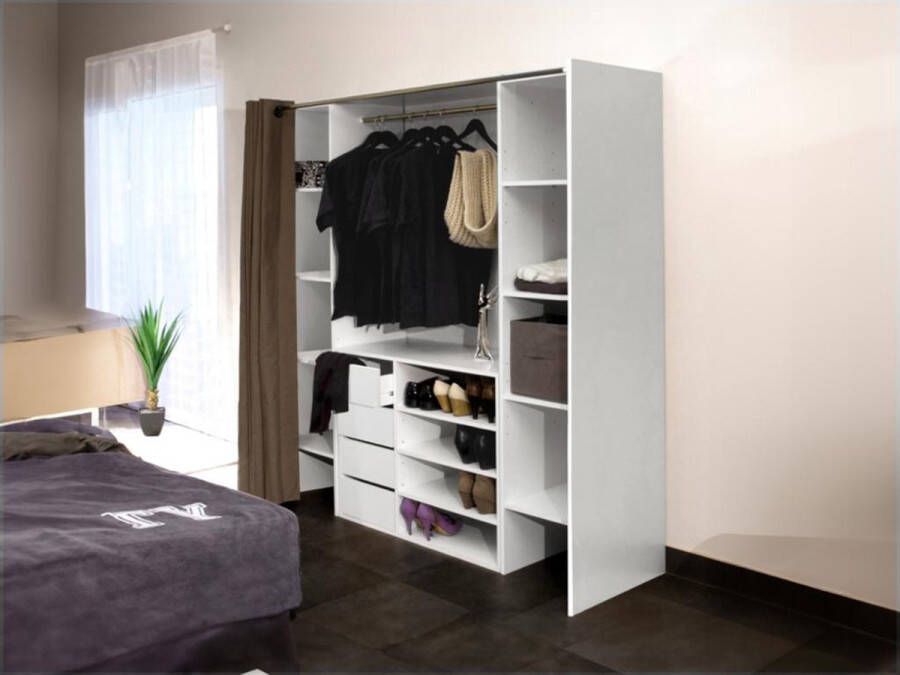 Vente-unique Kledingkast en opbergmeubel EMERIC wit & antraciet L 185 cm x H 182 cm x D 50 cm - Foto 2