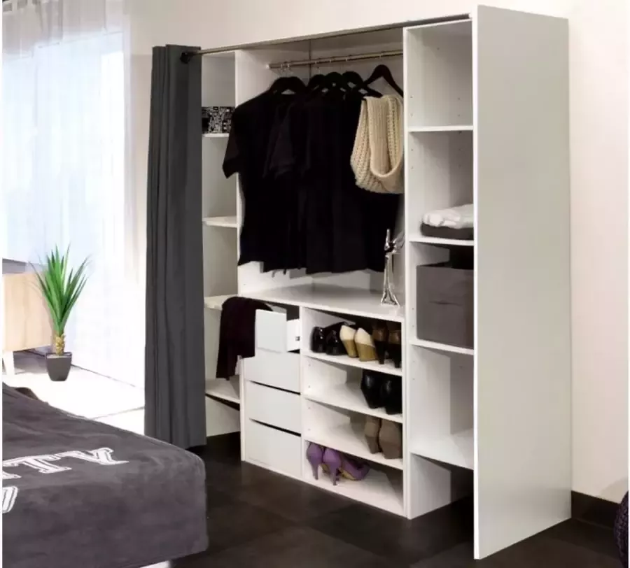 Vente-unique Kledingkast en opbergmeubel EMERIC wit & antraciet L 185 cm x H 182 cm x D 50 cm - Foto 4