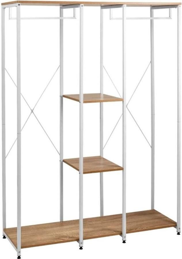 Kledingkast Japonus Met opbergruimte Wit Schoenenkast organizer Kapstok Garderobekast Garderoberek Kledingrek metaal