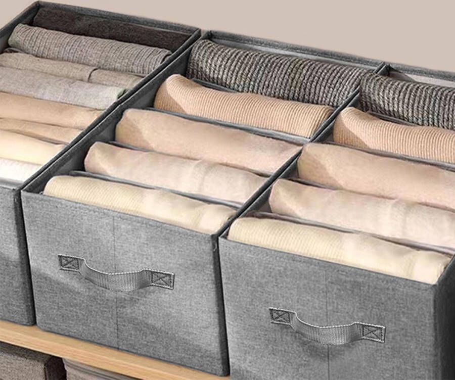 Kledingkast kledingorganizer 3 stuks opvouwbaar stapelbaar jeans-organizer elk 5 roosters 4 verstelbare uitneembare scheidingswanden stoffen kast opbergdozen voor kleding