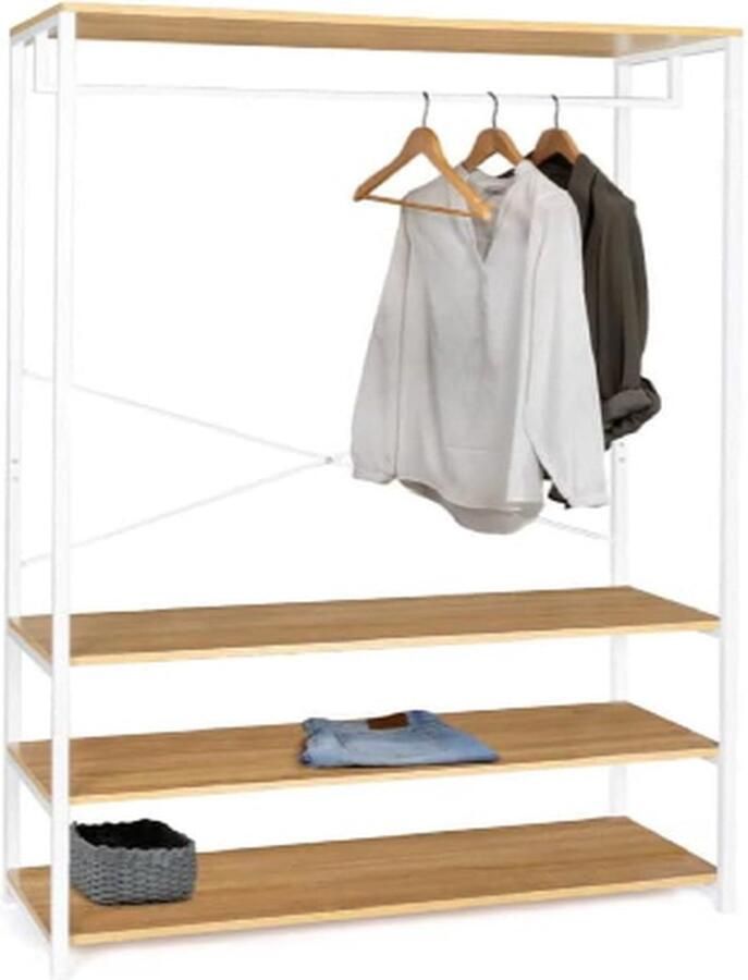 Kledingkast Large Detroit industrieel design hout en metaal wit