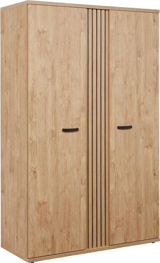 Kledingkast Lilo Eiken Breedte 125 cm Hoogte 200 cm Diepte 53 cm Met planken Met openslaande deuren