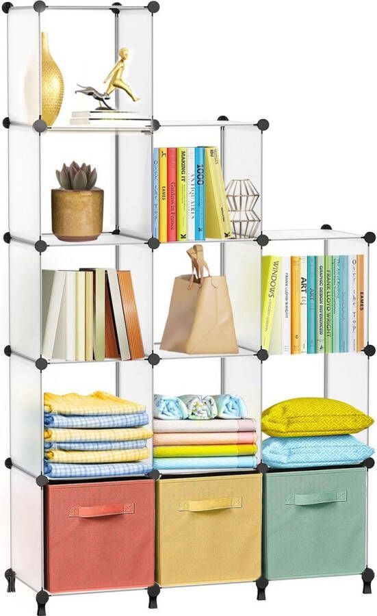 Kledingkast met 12 vakken opbergplanken doe-het-zelf planken PP planken plastic planken kinderplanken speelgoedplanken opvouwbare kast planken staande planken wit