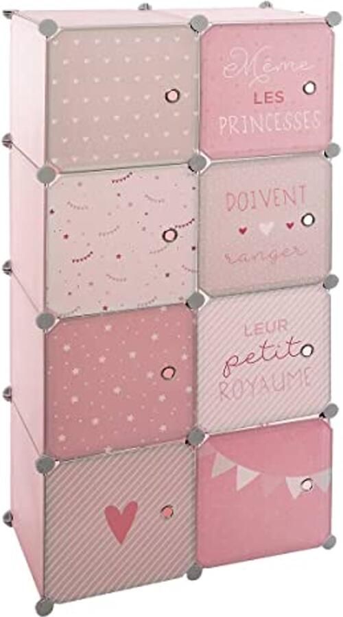 Kledingkast met opbergruimte voor kinderkamer Roze 124 cm Hoog IJzer