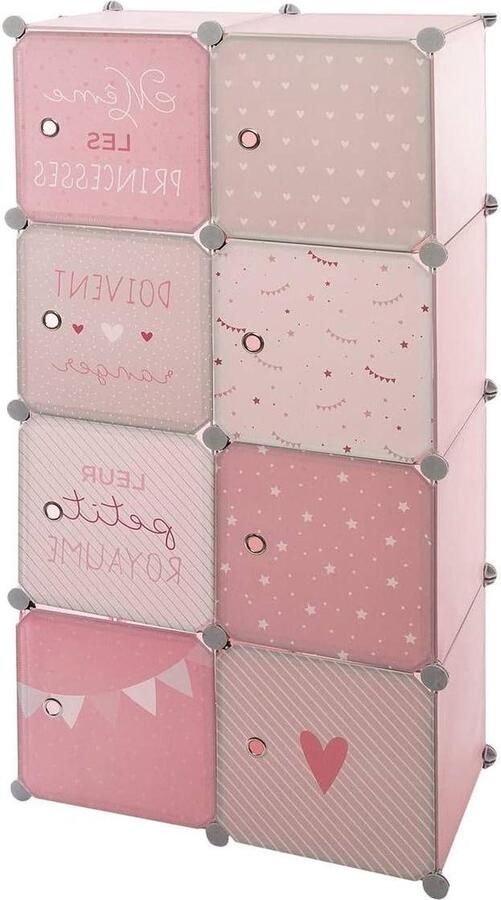 Kledingkast met opbergruimte voor kinderkamer roze hoogte 124 cm Ijzer cm Atmosphera Createur d'Interieur Kledingkast