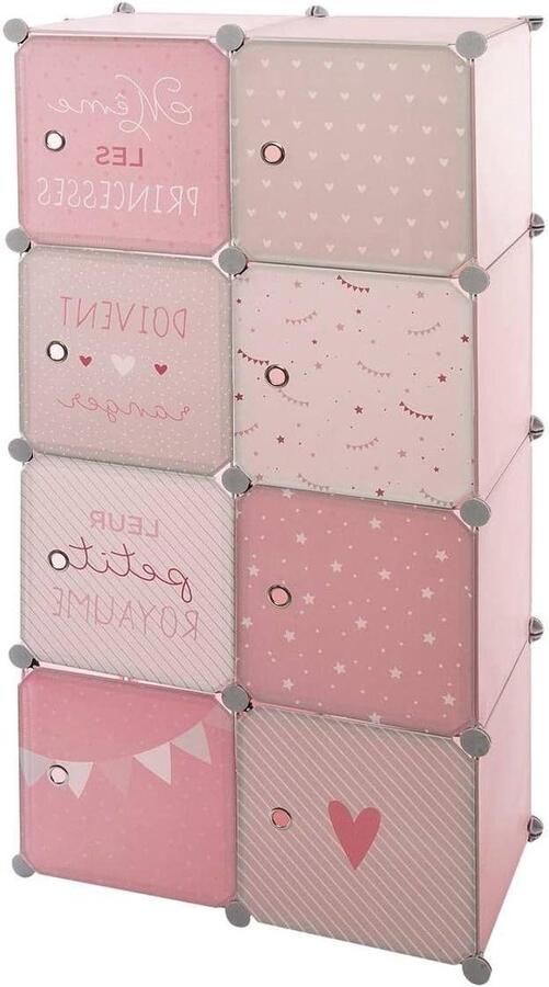 Kledingkast met opbergruimte voor kinderkamer Roze Hoogte 124 cm IJzer
