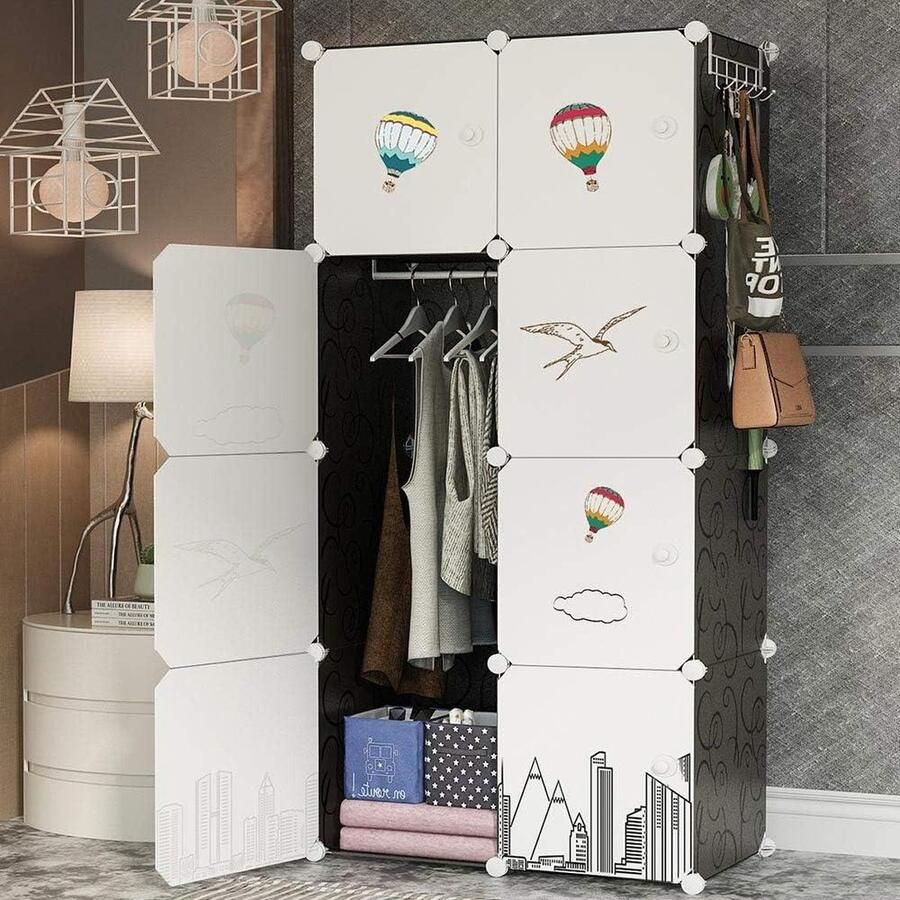 Kledingkast modulaire 8 kubussen met deur kledinghanger 5 planken meubelmodule ruimtebesparend opbergorganizer draagbare kast huis modern design Kledingkast