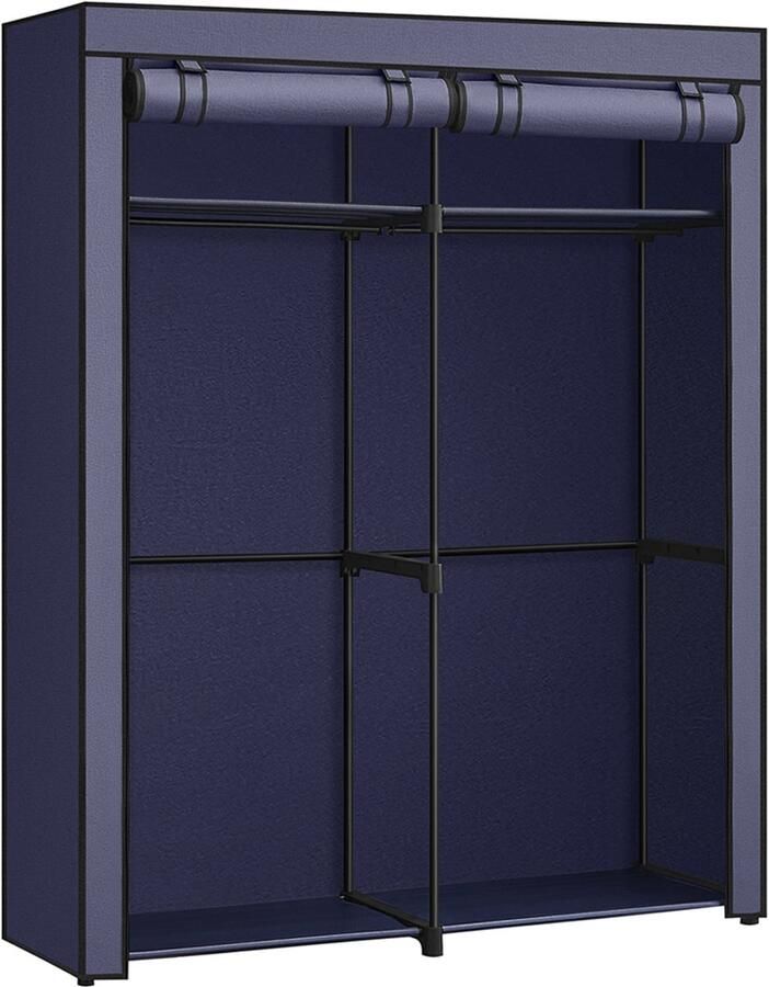 Songmics Kledingkast Met 2 Kledingroedes – Extra Ruimte voor Garderobe Blauw
