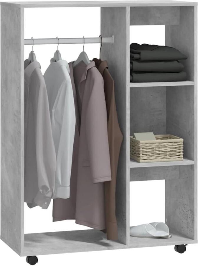 Kledingkast opbergkast kast betongrijs 80 x 40 x 110 cm bewerkt hout