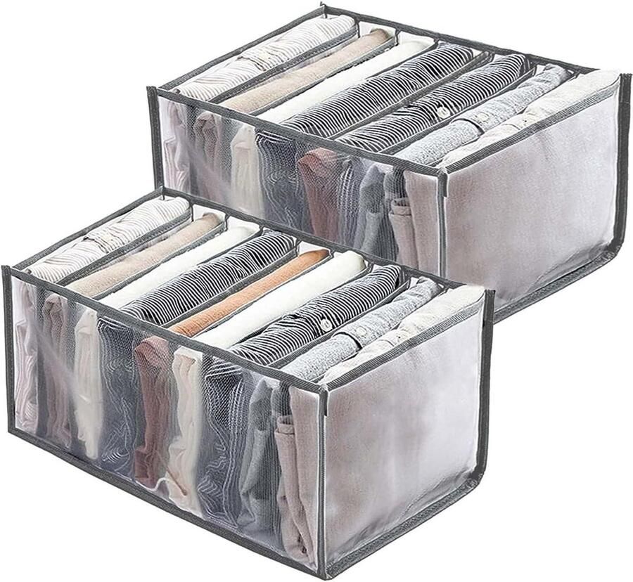 Kledingkast Opbergoplossing 2 Stuks Organizer voor Kleding Opvouwbare Lade Organizers Jeans T-shirts Shorts Rokken Broeken 7&9 Vakken