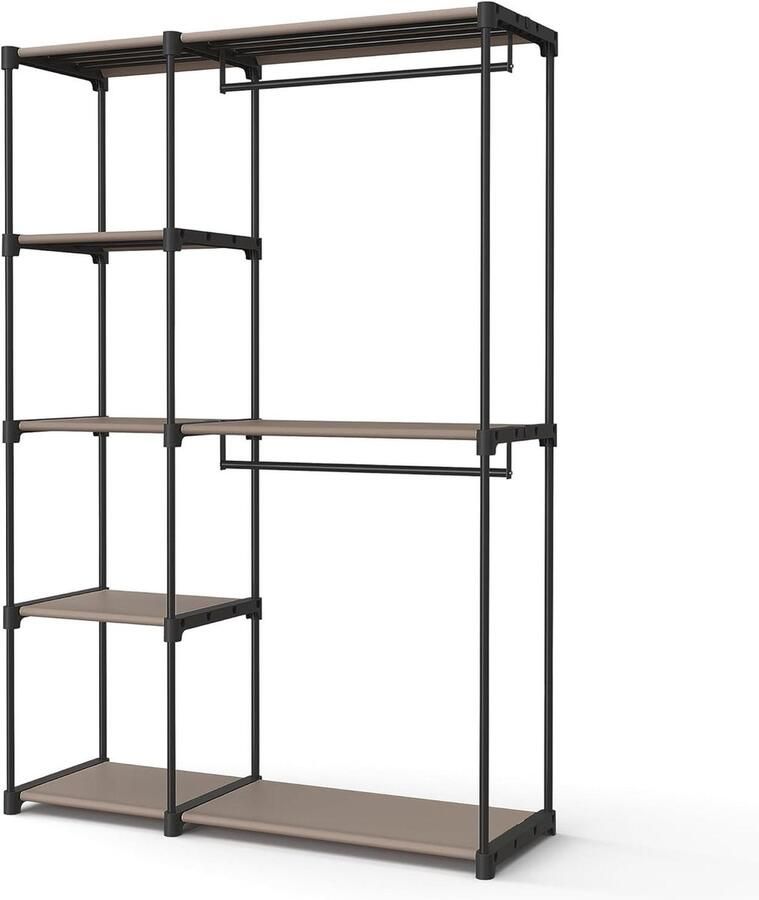 Vrijstaande kledingkast met kledingrek en kapstok taupe 43 x 124 x 182 cm kledingkast