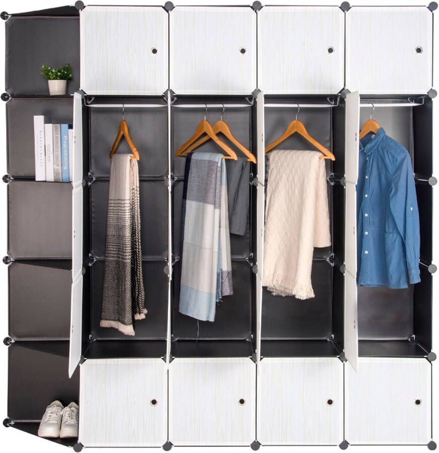 Happyment Kledingkast Opvouwbare stoffen kledingkast Slaapkamer Garderobekast organizer Kledingrek 185x35x185cm