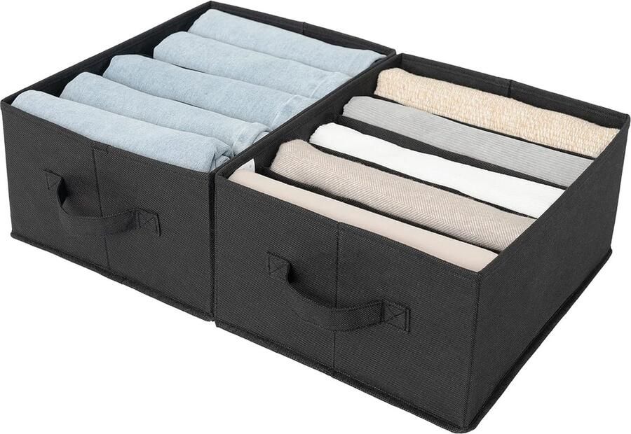 Broekorganizer voor kledingkast 2 lade-organisatoren T-shirtorganizer zwarte jeansorganizer voor garderobe opvouwbare opbergdoos van stof voor kleding
