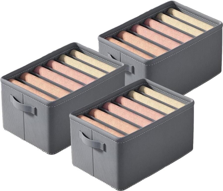 Kledingkast organizer 3-delig met 6 vakken en laden opbergsysteem opvouwbaar 44 x 30 x 22 cm Kledingkast