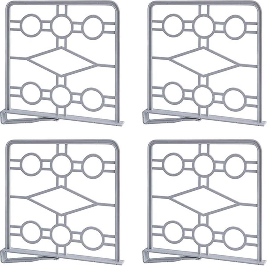 Kledingkast Organizer Efficiënte Plankverdelers 4 stuks Grijs