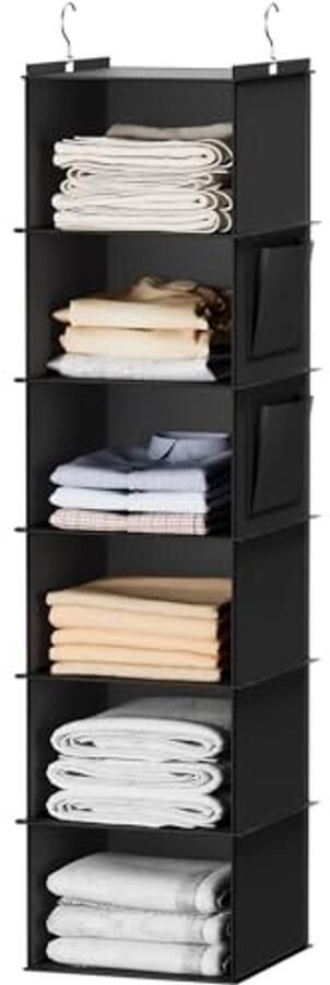 Kledingkast organizer met 6 planken en zijzakken voor perfecte slaapkameropslag
