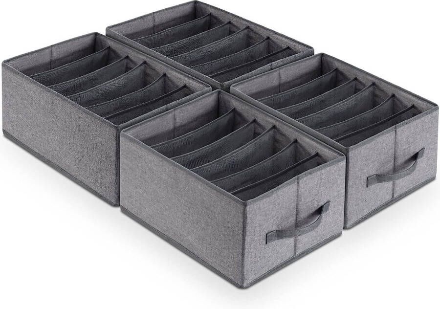 Kledingkast organizer opbergdoos kast organizer kledingkast opbergsysteem voor jeans broeken T-shirts ondergoed grote versie 6 vakken opvouwbare lade-organizer 4 stuks