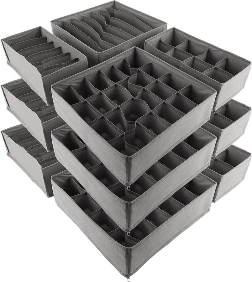 Kledingkast Organizer Opvouwbare Ladeverdeler Grijs 12 Stuks