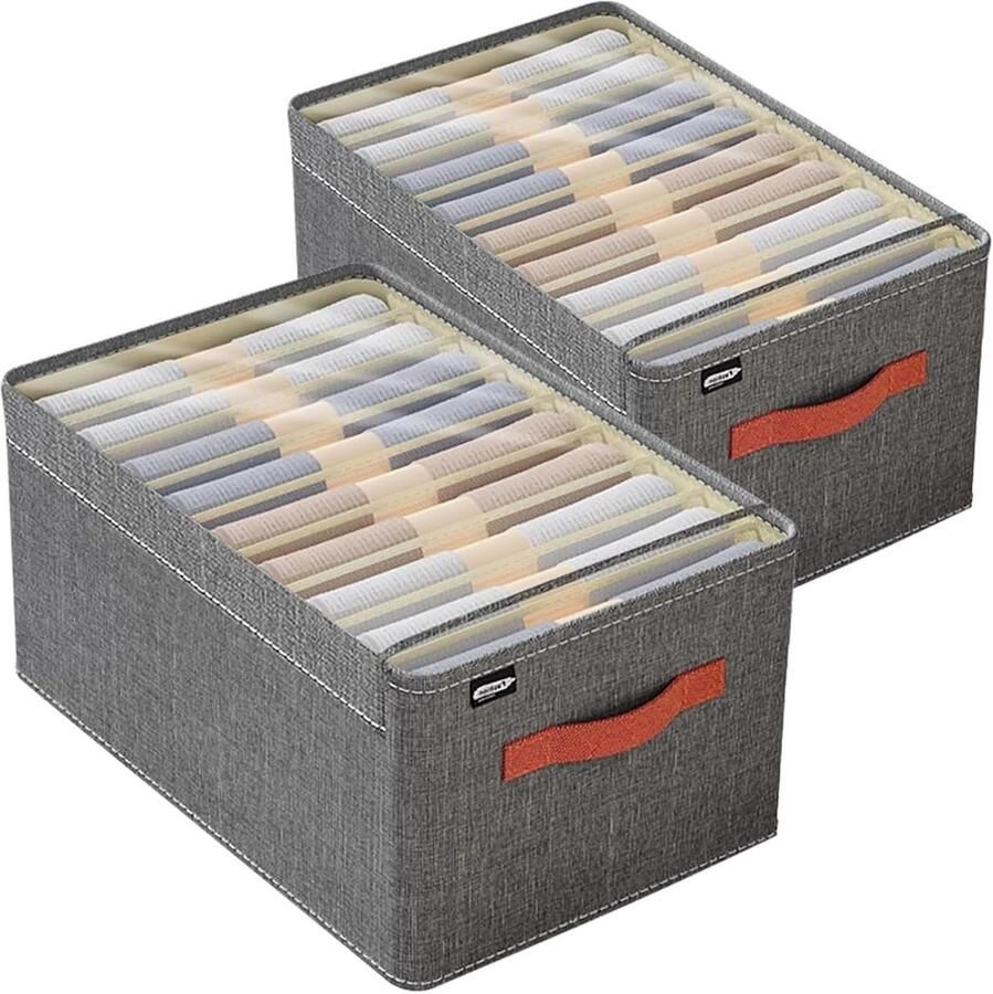 Kledingkast-organizer set van 2 Opbergsysteem met deksel en schuifladen Inclusief 9 vakken Opvouwbaar en geschikt voor broeken en ondergoed