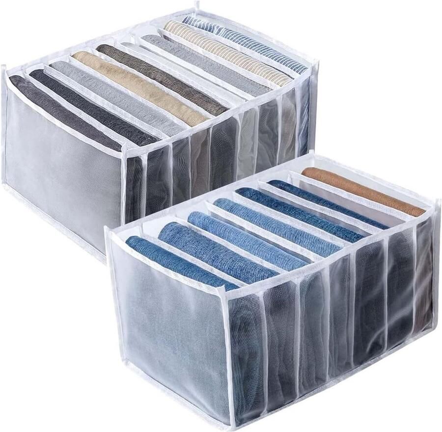 Kledingkast Organizer Set van 2 Opvouwbare Lade Organizers voor Kleding Jeans T-shirts Shorts Rokken Broeken Grids