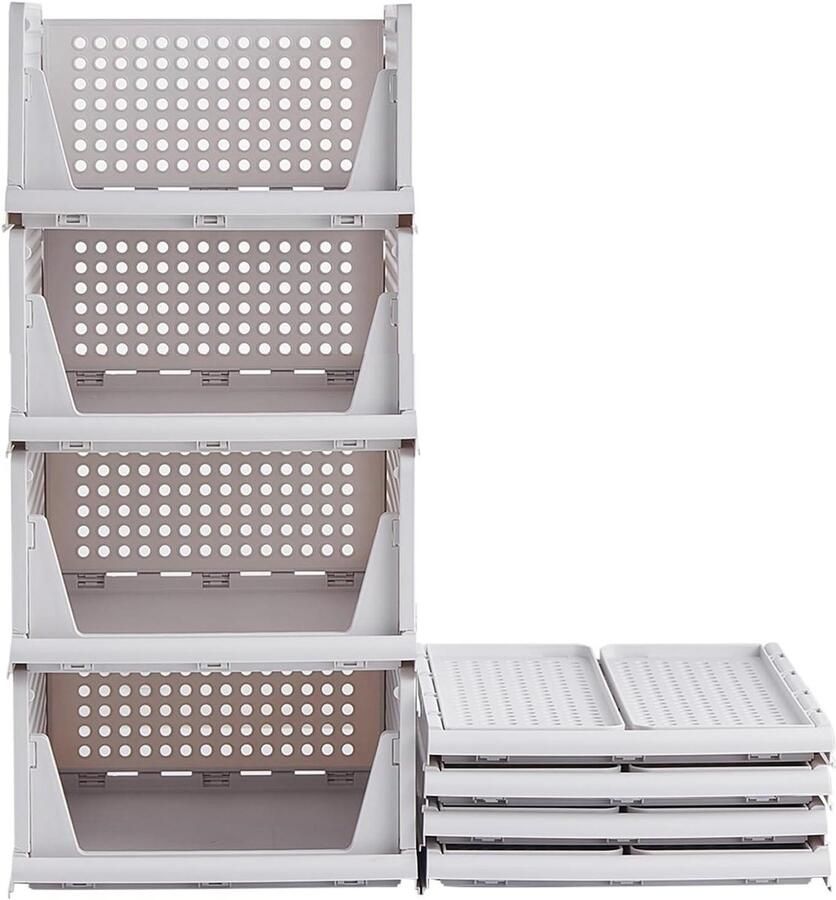 Kledingkast organizer stapelbare opbergsysteem voor kleding set van 4 stuks