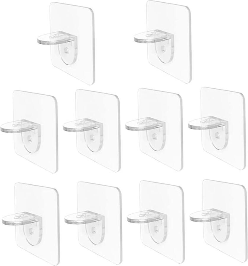 Kastplankdragers Zelfklevende Kastplankdragers Kledingkast Scheidingsbeugels Kastplankdragers Dragers voor in kasten- Schap drager nti-Slip Laagsteun Beugels Plankdrager Transparant -10 Stuks - Foto 2