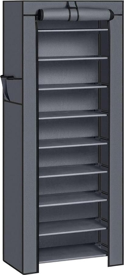 10 lagen schoenenrek schoenkast voor ca. 27 paar schoenen stofdichte plank 160 x 58 x 28 cm Grijs RXJ10G