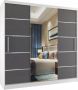 Kledingkast Slaapkamer Wit Antraciet 200 cm-Schuifdeur-Spiegel-Lades-Kledingkasten-Schuifdeurkast-Garderobekast - Thumbnail 1