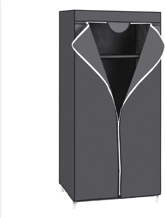 Kledingkast stoffen kledingkast opvouwbare kast met kledingrail kledingrek opbergruimte voor tassen speelgoed schoenen slaapkamer kleedkamer 75 x 45 x 160 cm grijs
