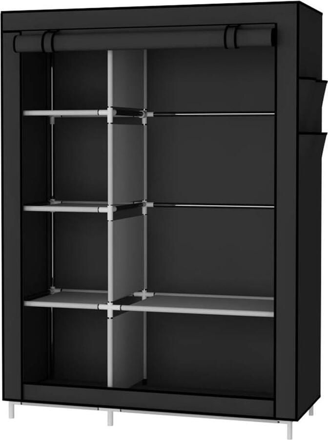 Kledingkast vouwkast linnenkast kast kleding opslag organisator canvas 105 x 45 x 170 cm zwart