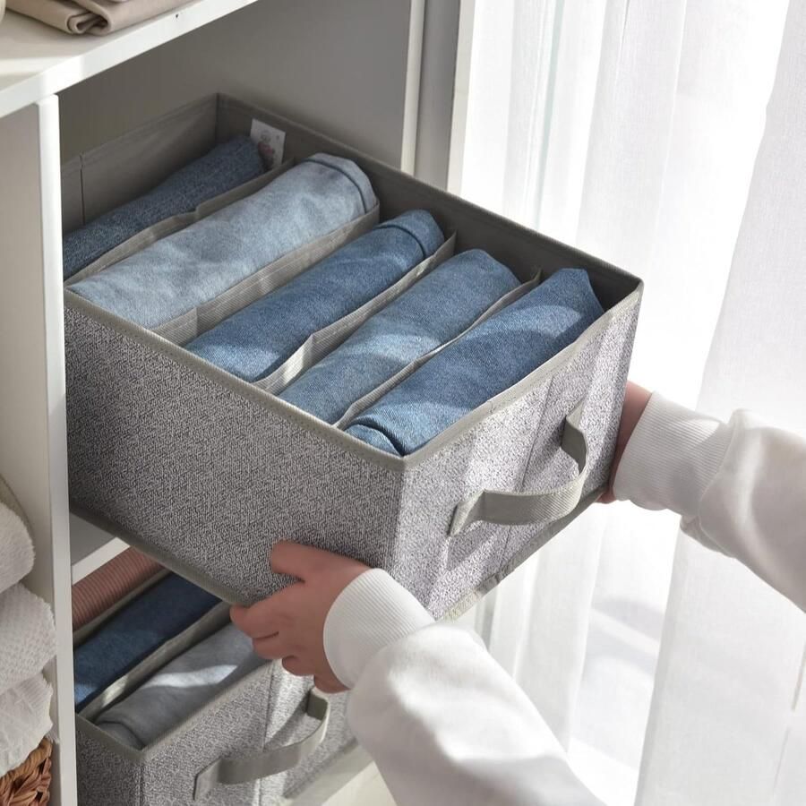 Kledingkastorganisatoren voor Kleding Set van 4 Lade-organizers Opvouwbare Kledingorganizers voor Garderobe Kastorganisatoren voor Truien Broeken Sweaterbroeken Kast Organizer Grijs