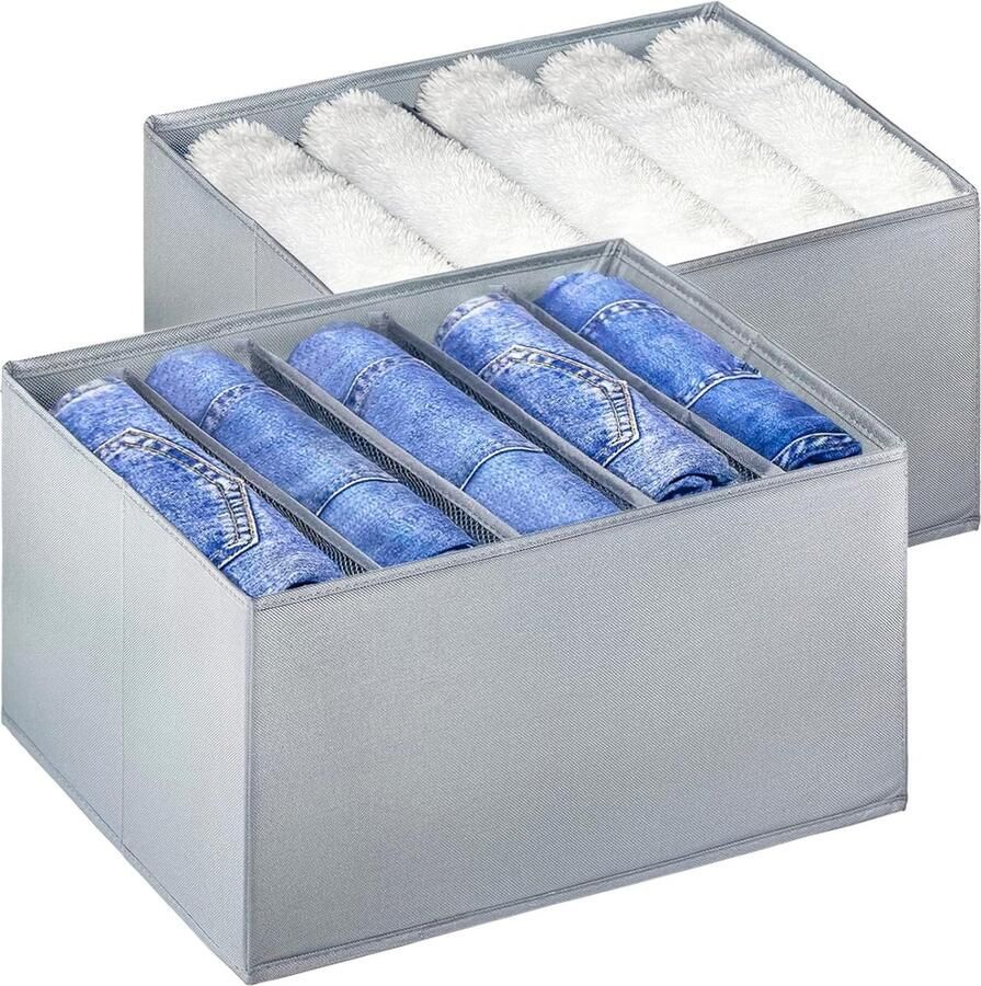 Kledingkastorganizer 2 stuks grote jeanskast-organizer opvouwbare PP-harde plaat organizer opbergdoos wasbaar opbergsysteem kledingkast voor broeken truien