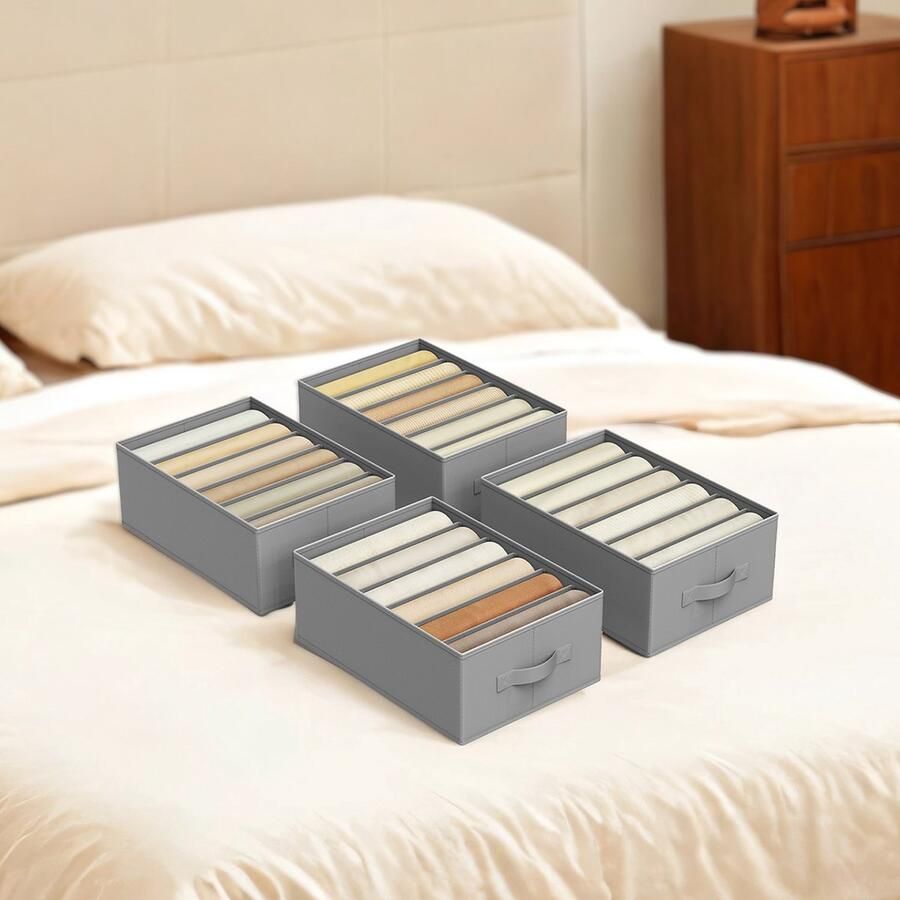 Kledingkastorganizer Set van 4 Opvouwbaar Lade Organizer 6 Compartimenten