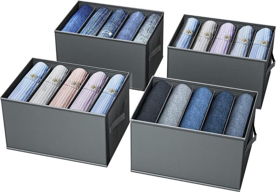 Kledingkastorganizer set van 4 Opvouwbare en ruimtebesparende lade-organizer organisatiesysteem voor het opbergen van kleding T-shirts broeken ondergoed