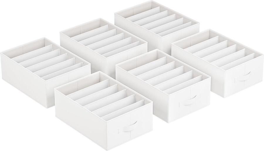 Kledingkastorganizer set van 6 opbergdoos 6 vakken lade-opbergsysteem opvouwbare opbergdozen 42 x 30 x 17 cm voor broeken kleding wolkenwit