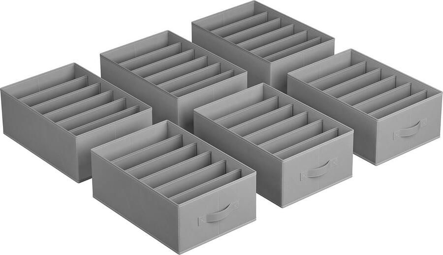 Kledingkastorganizer set van 6 opbergdoos 6 vakken lade-opbergsysteem opvouwbare opbergdozen 42 x 30 x 17 cm voor broeken kleding duifgrijs