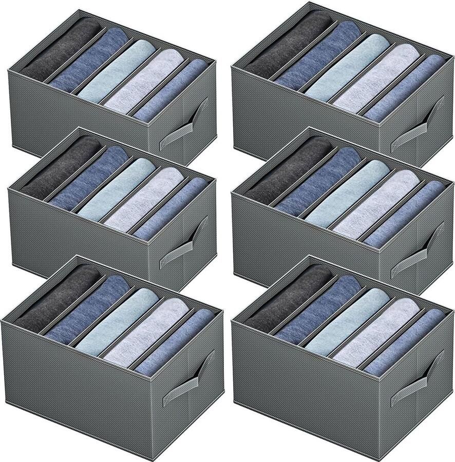 Kledingkastorganizer set van 6 opbergdoos met 5 vakken kastorganizer ladeorganizer opvouwbaar 34 x 25 x 20 cm voor broeken kleding T-shirts ondergoed