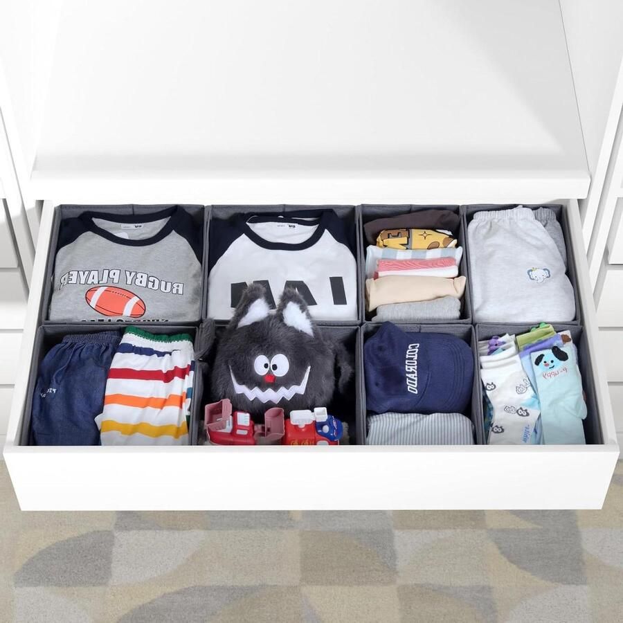 Kledinglade-organizer set van 8 grijs Compatibel met PAX kledingkast 100 x 58 cm opvouwbaar en wasbaar