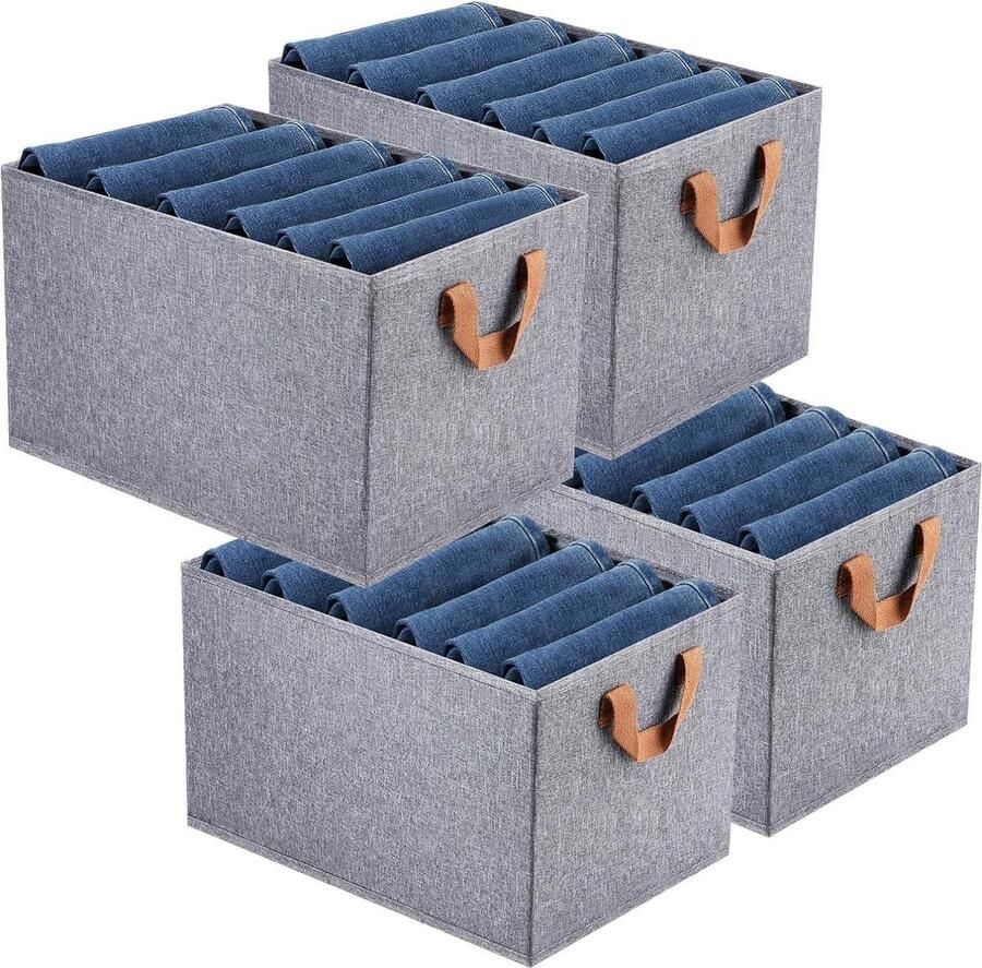 Kledingladeorganizer 4 stuks Opvouwbare kledingopbergdozen voor jeans shirts SIMBOOM
