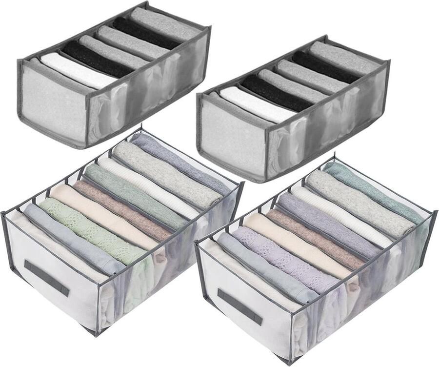 Kledingopslag Mesh Opvouwbare Opbergboxen Organizer Kledingkast Jeans Broeken Shirts Grijs 99 Vakken