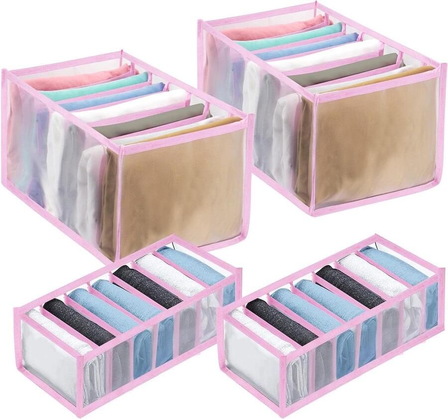 Kledingorganizer Opvouwbare kledinglade-organisatoren Roze Jeans Ondergoed Sokken Leggings T-shirts